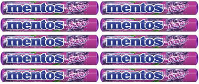 MENTOS GRAPE - 10x37.5G = 375G - VERY LIMITED FLAVOUR - FRUIT CHEWY CANDY