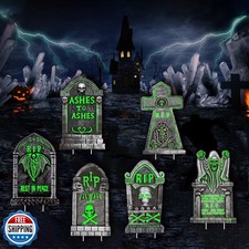 Halloween Decorations Outdoor Tombstone Yard Sign with Stakes - Glow in the D