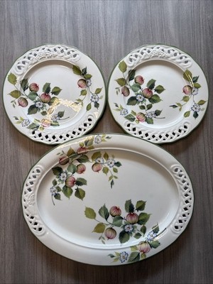 Brunelli Decorative Plates Set Italy Tiffany Lattice Edge Fig Platter Tray