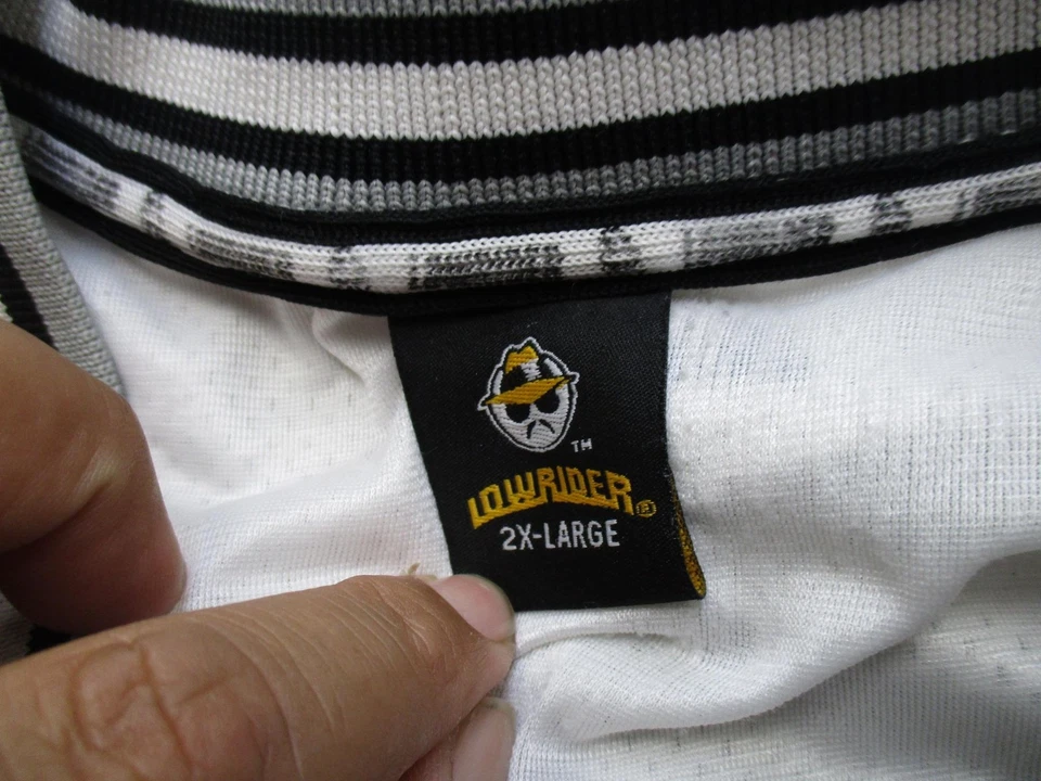 Camisa Jersey Lowrider Para Hombres 2XL Blanca Negra 77 Auténtica Ropa de Calle Malla Y2K Foto 4 de 4