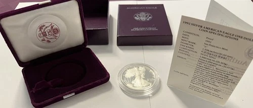 1992-S American Silver Eagle Proof — photo from the most recent tracked eBay sale
