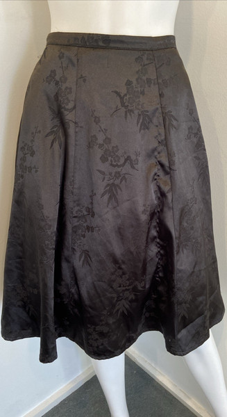 REVIVAL [sz 18] black satin jacquard A line tulle Skirt  (D201)