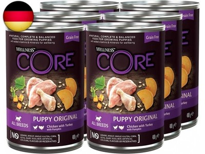 Wellness CORE 95% 6 x 400g, Huhn & Truthahn   Hundefutter Nass, stückige Pa