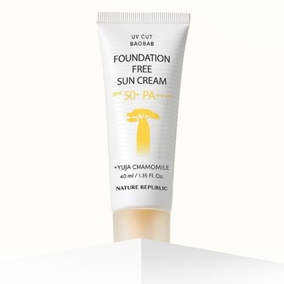 NATURE REPUBLIC UV Cut Baobab Foundation Free Sun Cream 40ml SPF50+PA++++ NEW