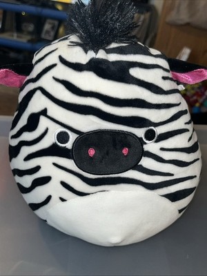 Squishmallow Tracey The Zebra 8  2022 Kellytoy Soft Plush Black Mane White Pink