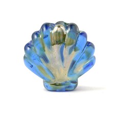 Handmade lampwork glass shell focal bead in blue