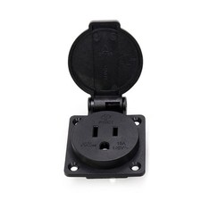 US Standard Water-Proof Power Outlet 3-Hole Socket AC 15A 125V Panel Black