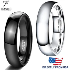 Tungsten Carbide Classic Polish Plain Dome Wedding Band Ring 6MM FREE ENGRAVING