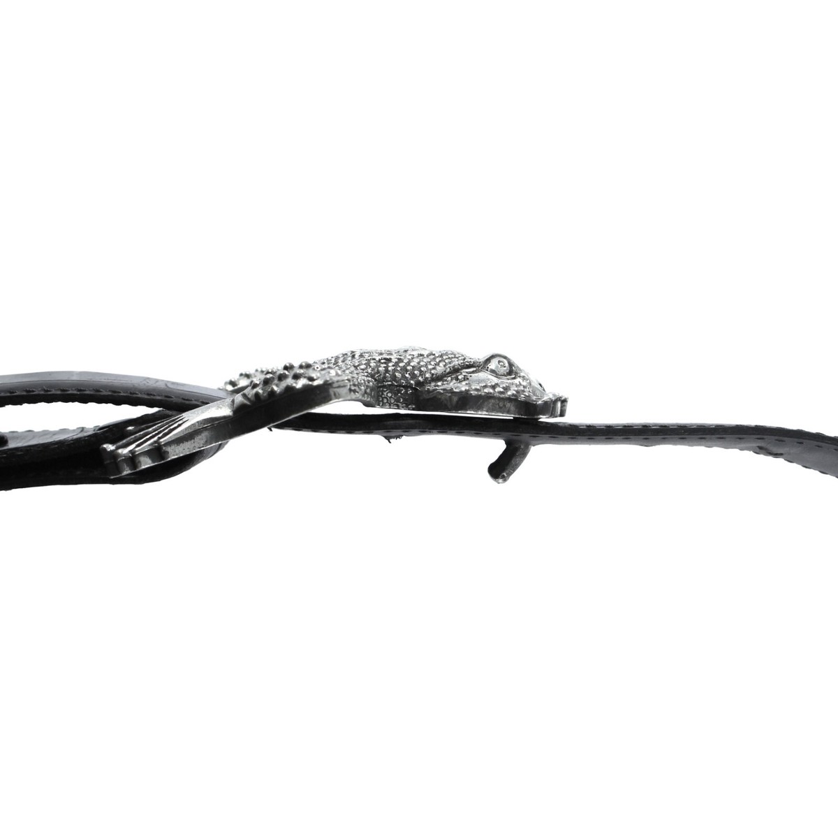 Hartnell Ladies Vintage Frog Belt Genuine Black Leather 