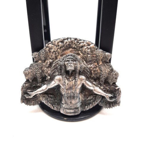 Siskiyou Native Chief Pewter Gürtelschnalle BD1 1981 Bergamotte Messingwerke - Bild 4 von 5