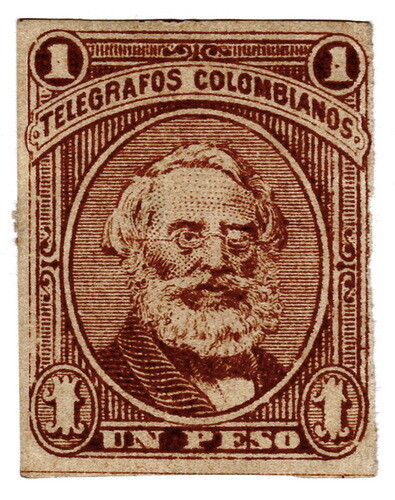 (I.B) Colombia Telegraphs : 1P Brown (1881) - Picture 1 of 1