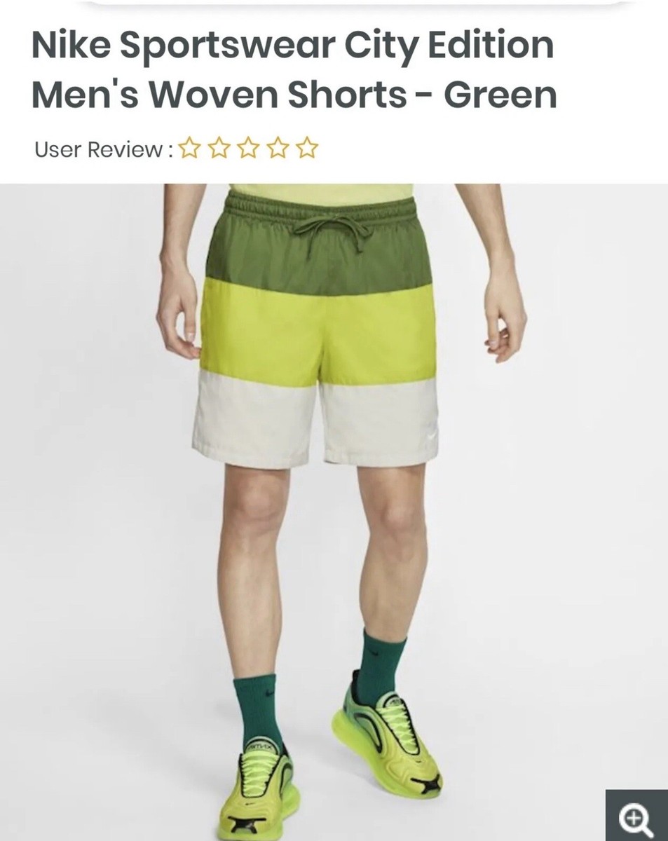 Nike Sportswear City Edition Woven Shorts GREEN- CJ4486-326 MEN'S Size SMALL