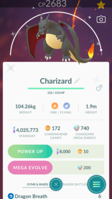 Pokemon Trade GO - Shiny Charizard Dragon Breath Lvl35 & 2nd Move for PVP Master