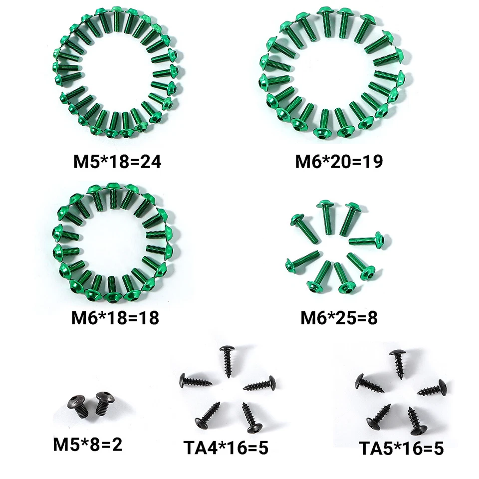 Kit completo de pernos de carenado para motocicleta CNC multicolor tornillos de carrocería tuercas negro Foto 2 de 4