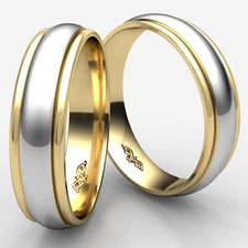 4mm High Polished Wedding Band Man Men's Women's Rings 14k 2 Tone Yellow Gold