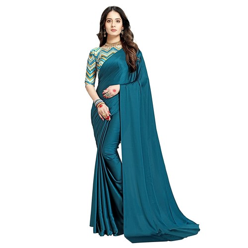 satin saree with banarasi silk blouse