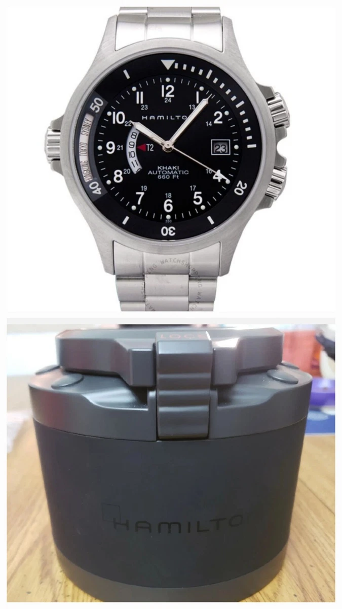 HAMILTON KHAKI NAVY GMT H776151 AUTOMATIC BLACK DIAL 42MM SWISS MADE MEN'S WATCH