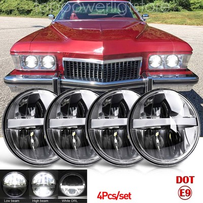 For Buick GS 455 70-1972 Riviera 63-1974 4pcs 5-3/4'' 5.75'' Round LED Headlights