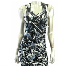 Fashion Star Junior Women Dress M Blue Black Sleeveless Striped Strappy Stretch