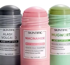 SKINTIFIC 3 Set Clay Sticks Niacinamide Mugwort Volcano Clay Mask Stick 40g