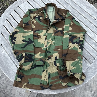 Army Issue Coat Hot Weather Woodland Camouflage Pattern Combat 100%  Cotton