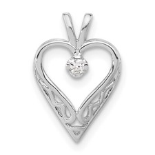 10k White Gold Polished Diamond Heart Pendant