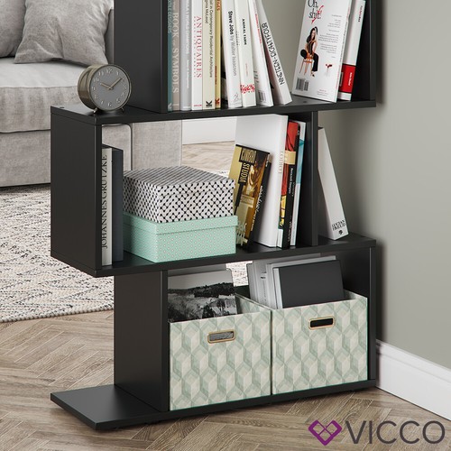 Separador de ambientes Estantería de pie Estantería de pared Levio Black Vicco - Imagen 4 de 6