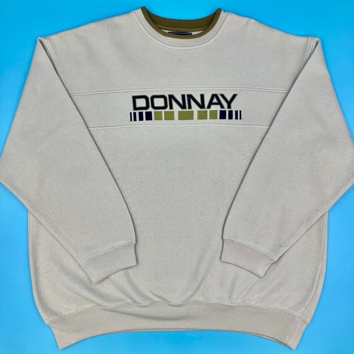 Vintage Retro Men's Donnay Beige/Khaki Green/Navy Spellout