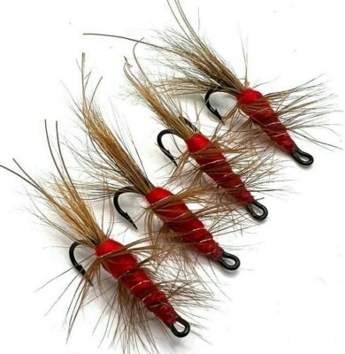 Salmon Fishing flies RED FRANCIS single / double / treble various hooks & Qtys