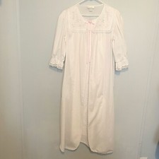 Vintage Cachet Women's Night Gown And Robe Set, White Embroidered Sz L