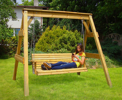 Hollywoodschaukel aus Holz massiv & stabil Schaukelbank Terrasse mit