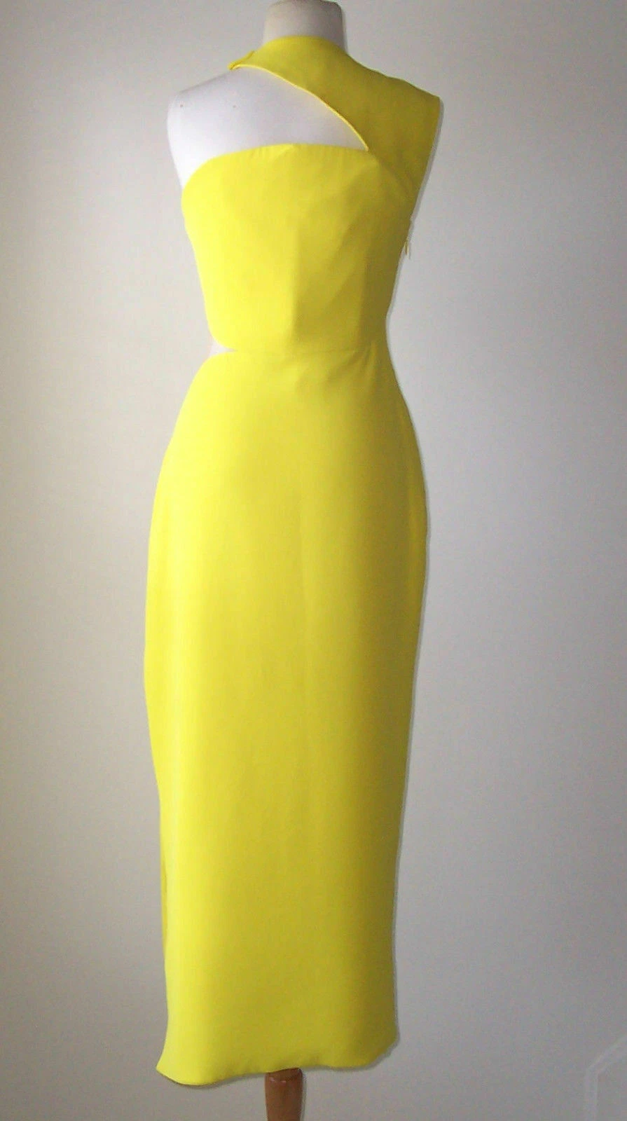 Abito vestito VERSACE giallo o nero ritagliato monospalla pannello trasparente 42 6