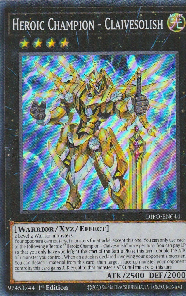 YUGIOH HOLO CARD 1 X HEROIC CHAMPION - CLAIVESOLISH DIFO-EN044 1ST