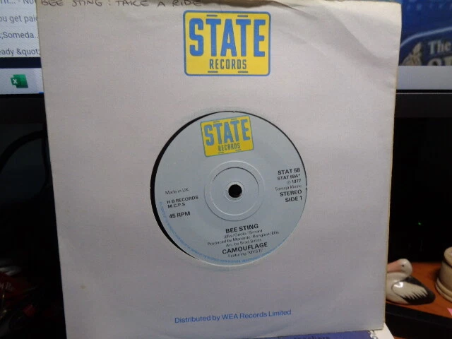 Camouflage featuring MYSTI "Bee Sting" 1977 STATE UK 7" 45rpm - Image 2 of 3