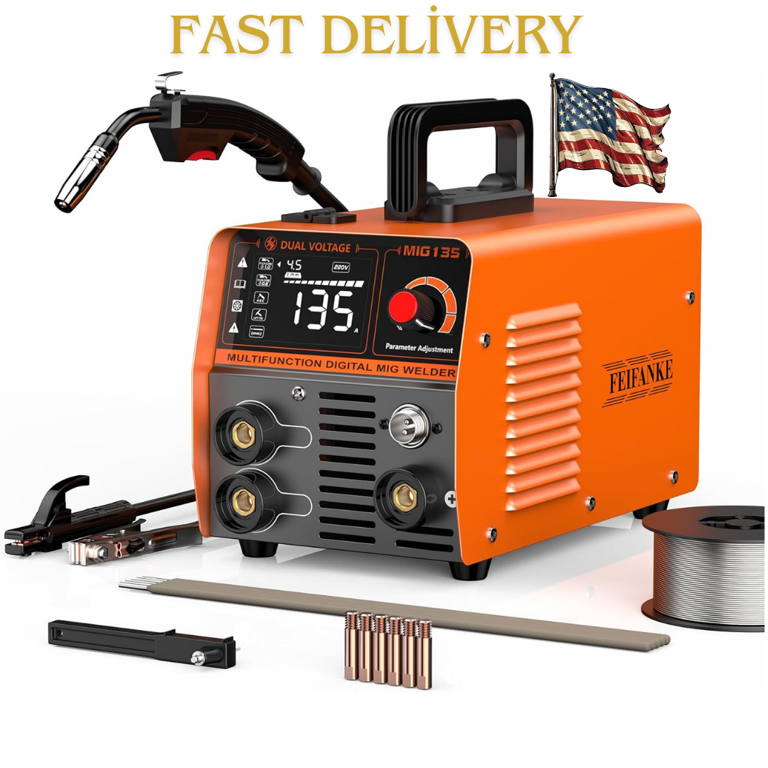 135A Flux Core MIG Welder 110V 3-IN-1 MIG/ARC/Lift TIG Welding Machine IGBT DC