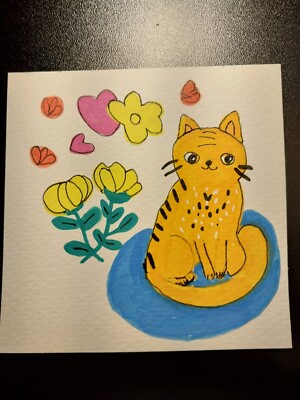 G.A.Titan Acrylic Painting IMPRESSIONISM Orange Cat  Whimsical Animals 