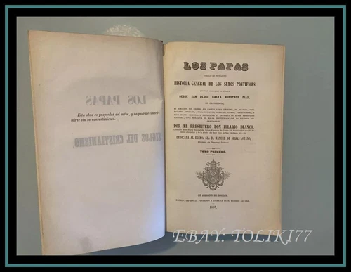 LOS PAPAS Y SIGLOS DEL CRISTIANISMO - BLANCO, Hilario. 1857 - 2 TOMOS