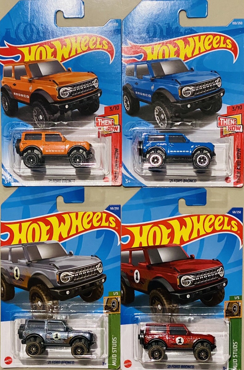 Hot Wheels '21 Ford Bronco Lot Of 4 Blue Orange Red & Silver