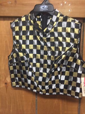 Western Show Vest, Size Large, Black/gold/silver