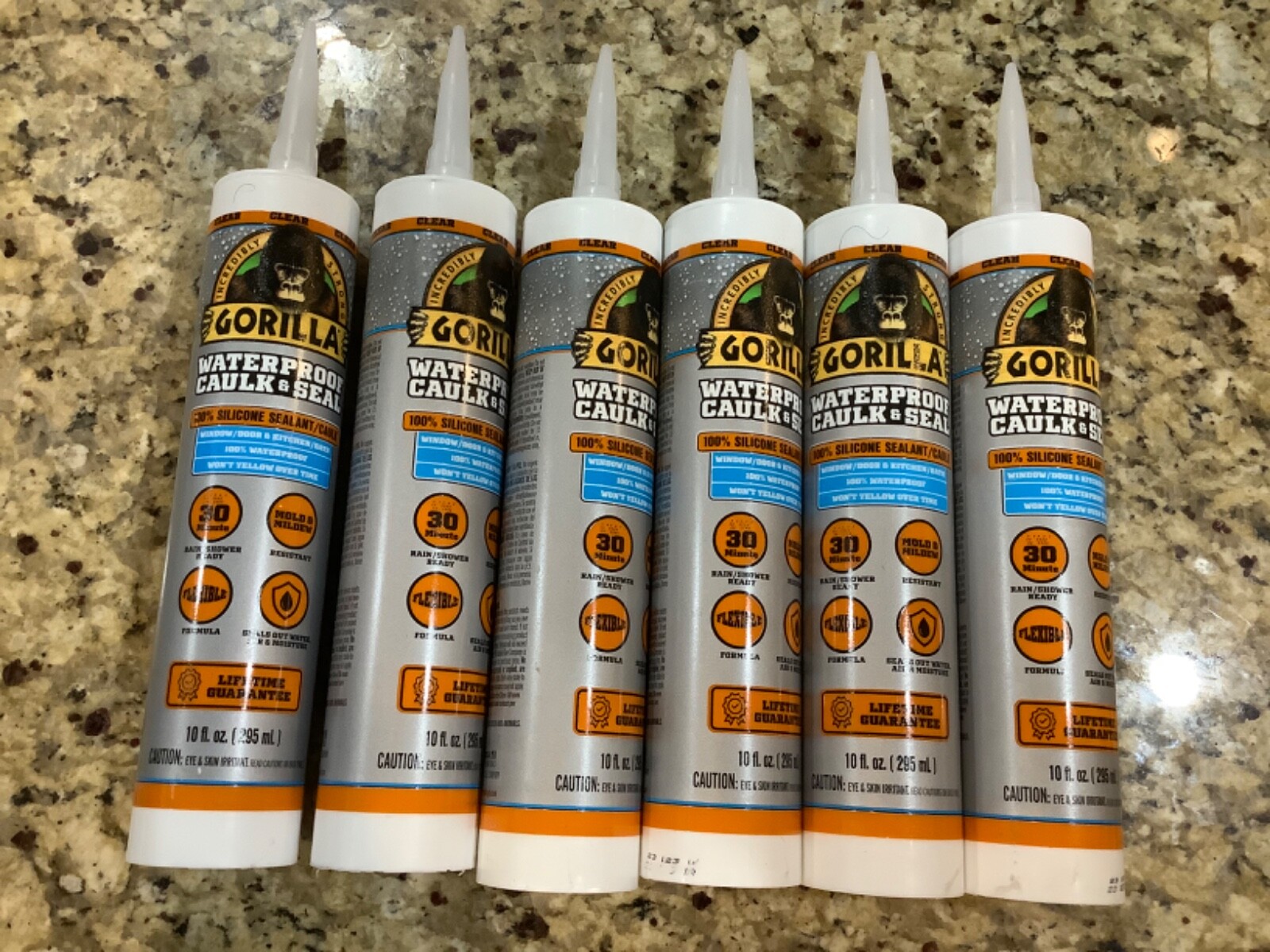 Gorilla Waterproof Caulk & Seal 100 Silicone Sealant, 10oz Cartridge