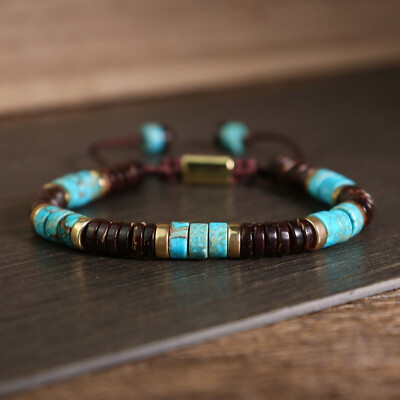 Natürliches Türkis Kokosnuss Muschel Zierliches Armband Heilung Kristall Armband
