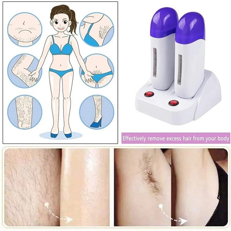Double Cartridge Electric Roll On Depilatory Wax Heater Hair Removal Waxing Kit - image 2 of 4