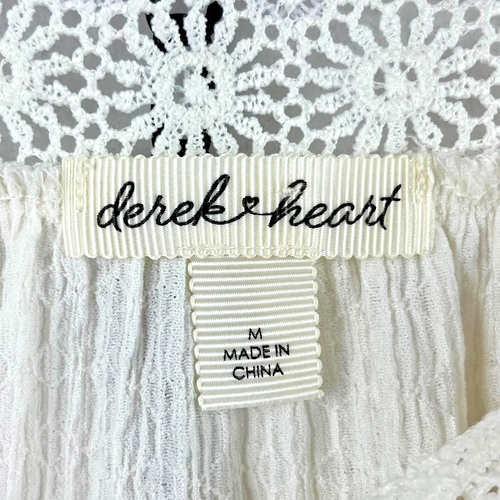 Derek Heart Top Damen Medium Off White Chic Tasseled Eyelet Lace Straps - Bild 4 von 7