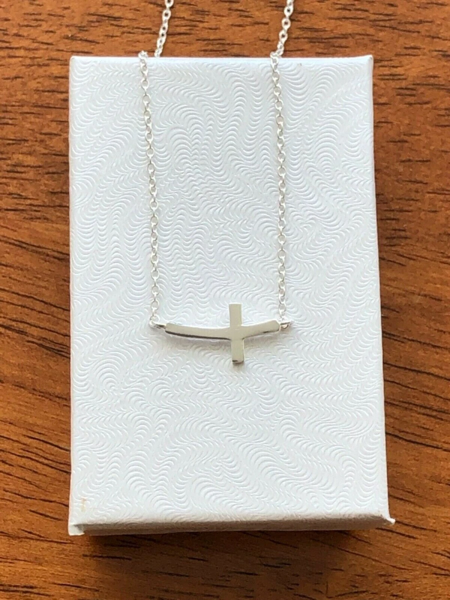 Tiny sideways cross necklace sale