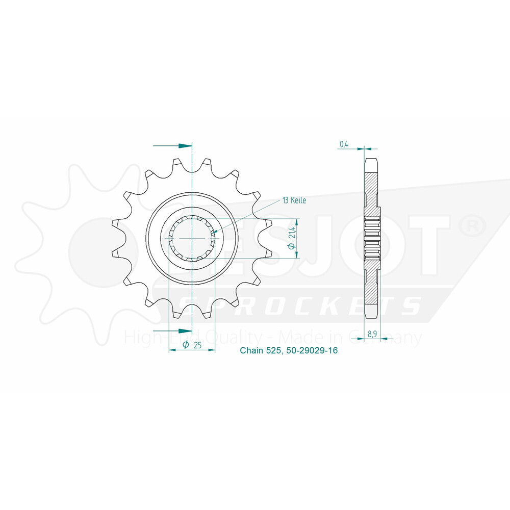 Sprocket Front 525-16T for KAWASAKI ZX-10R Ninja ABS 2021