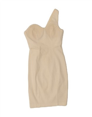 Sportstaff Damen ärmelloses One Shoulder Bodycon Kleid UK 0 2XS cremeweiß CE06