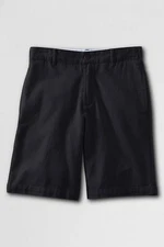 LANDS END Black School Uniform Plain Front Blended Chino Shorts Boys 18 NEW