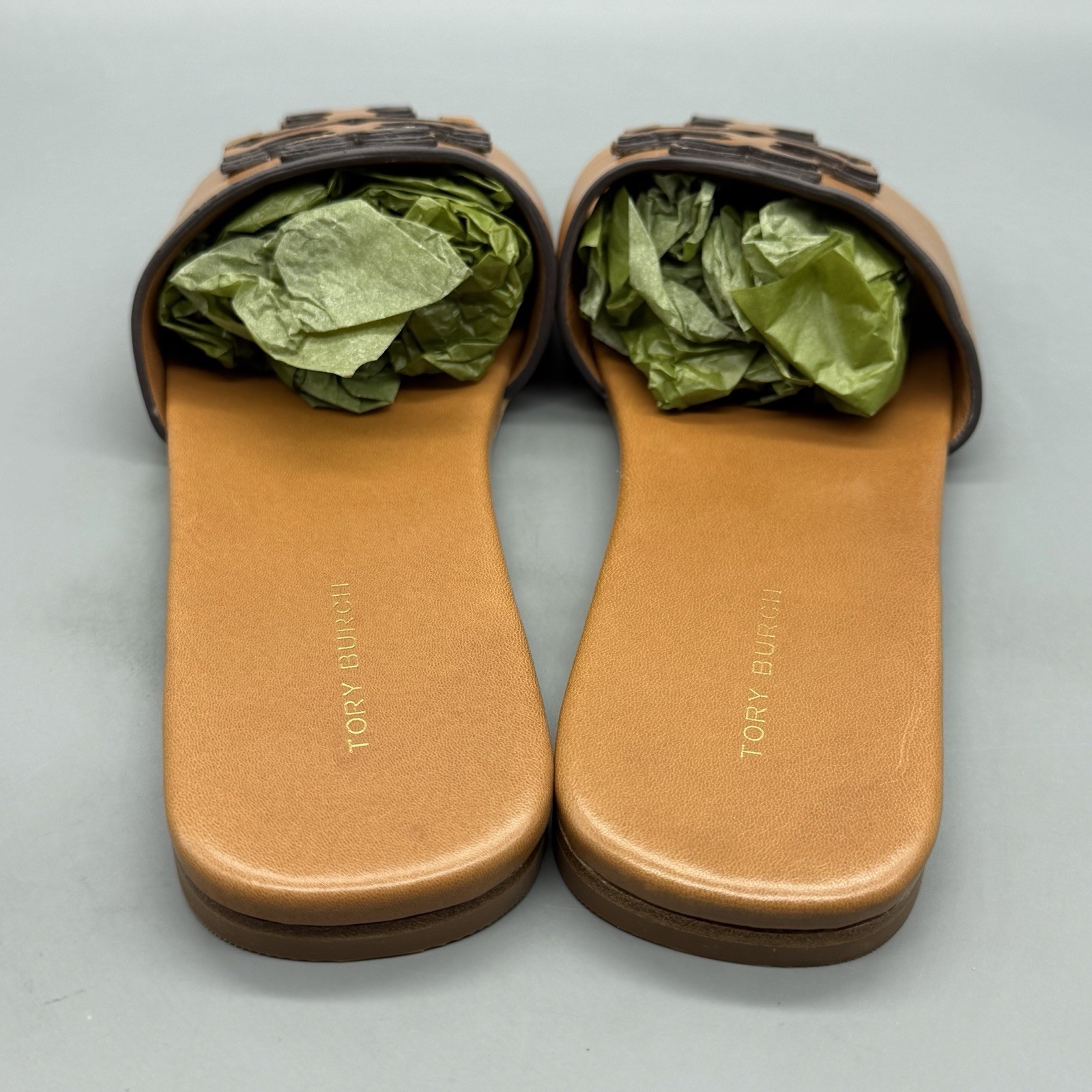 Tory Burch Ines Flat Slide Womens 7 Goat Leather Brown Designer Sandals TRIED ON thumbnail 4