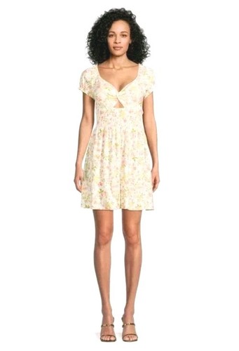 NWT Babydoll Floral Print Smocked Waist Built-in Bra Minidress L Boho Festival - Picture 5 of 5