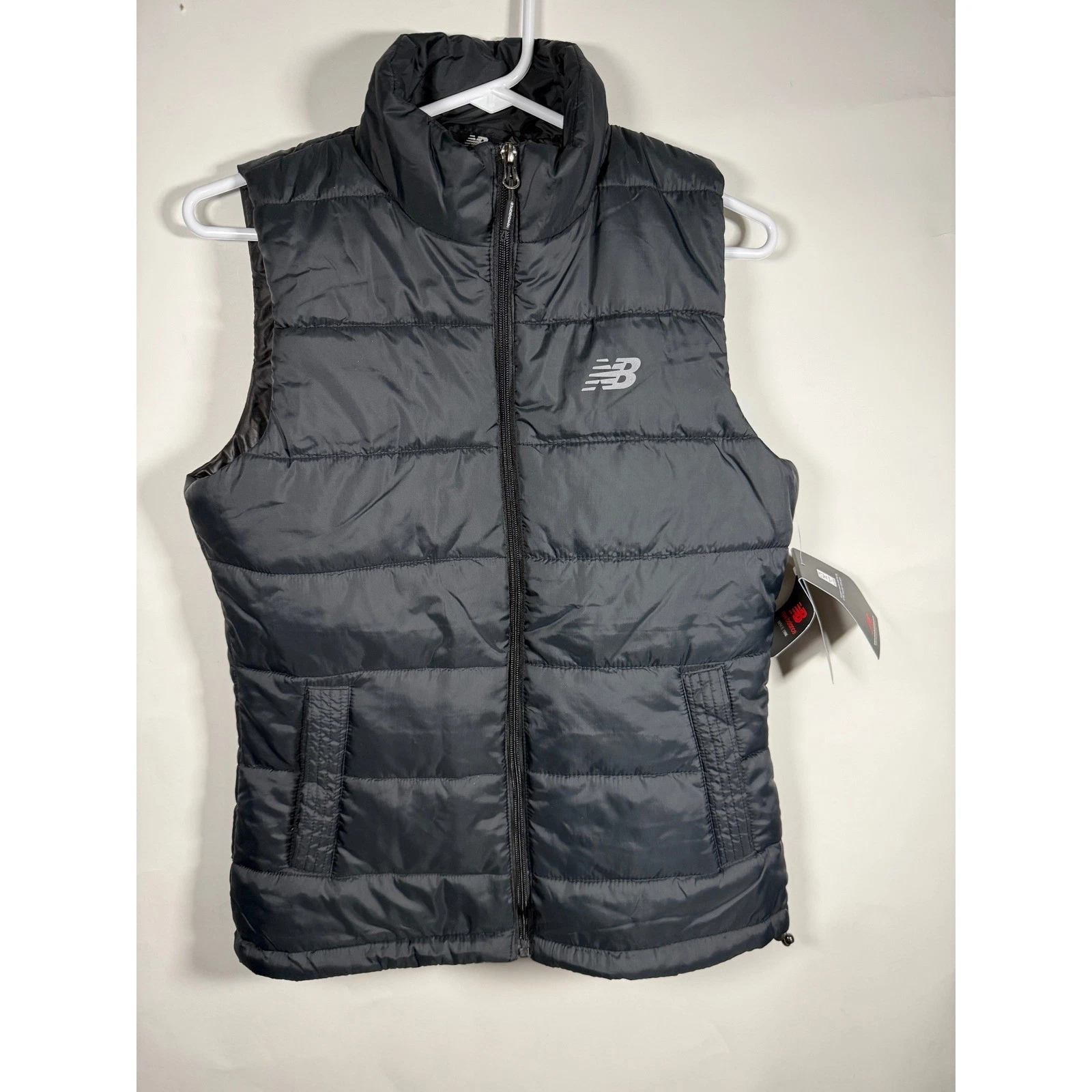 New Balance Mens Puffer Vest Black Quilted Full Zip Sleeveless Jacket Small NEW